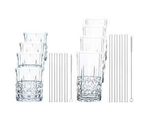 SPIEGELAU Elegance Becher + Glastrinkhalme 