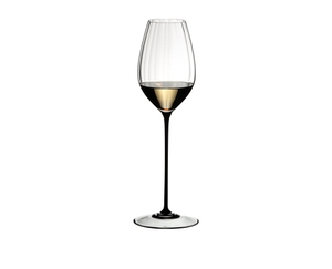 RIEDEL High Performance Riesling - black filled with a drink on a white background