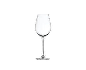 SPIEGELAU Salute White Wine filled with a drink on a white background