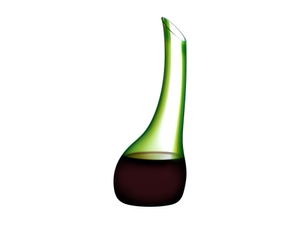 RIEDEL Decanter Cornetto Confetti Green filled with a drink on a white background