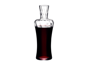 RIEDEL Decanter Medoc filled with a drink on a white background