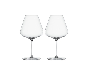 Two unfilled SPIEGELAU Definition Burgundy glasses side by side