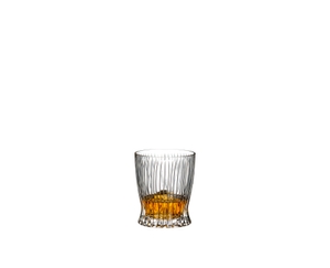 RIEDEL Tumbler Collection Fire Whisky Set - 2 Whisky Tumbler + Decanter filled with a drink on a white background