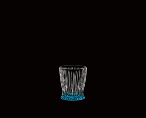 RIEDEL Tumbler Collection Fire Whisky Baby Blue on a black background