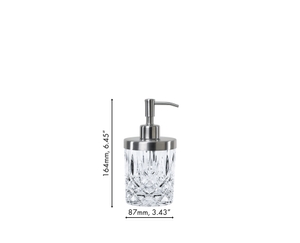 An unfilled NACHTMANN Noblesse Spa Dispenser on white background with product dimensions