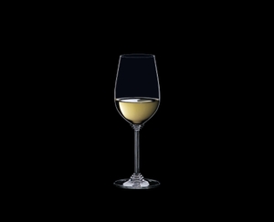 RIEDEL Wine Riesling/Zinfandel filled with a drink on a black background