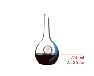 A RIEDEL Chinese Zodiac Tiger Decanter Blue on a white background filled with 750 ml | 25.61 oz. 