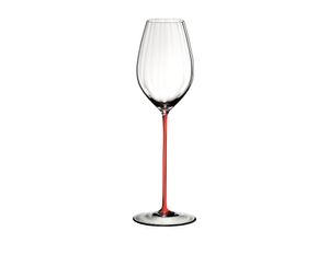 RIEDEL High Performance Riesling - red filled with a drink on a white background