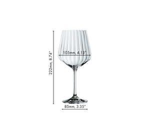 An unfilled Nachtmann Gin & Tonic glass on a white background with product dimensions.