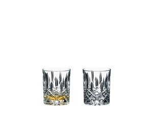 RIEDEL Tumbler Collection Spey Whisky filled with a drink on a white background