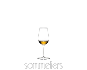 RIEDEL Sommeliers Cognac VSOP filled with a drink on a white background