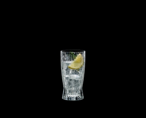 RIEDEL Tumbler Collection Fire Long Drink filled with a drink on a black background