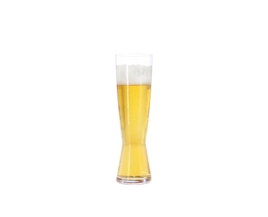 SPIEGELAU Beer Classics Tall Pilsner filled with a drink on a white background