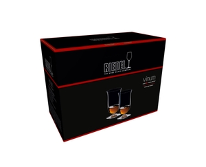 An unfilled RIEDEL Vinum Single Malt Whisky on a white background with product dimensions
