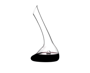 RIEDEL Decanter Flirt filled with a drink on a white background