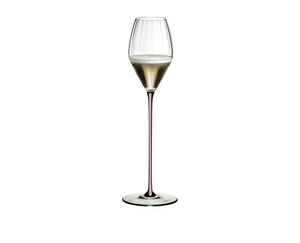 RIEDEL High Performance Champagne Glass - pink filled with a drink on a white background