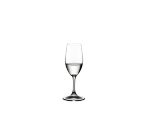 RIEDEL Ouverture Spirits filled with a drink on a white background