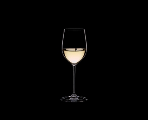 RIEDEL XL Restaurant Viognier/Chardonnay filled with a drink on a black background