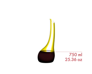 RIEDEL Cornetto Confetti Decanter - yellow filled with a drink on a white background
