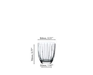 An unfilled RIEDEL Sunshine Tumbler Restaurant on a white background with product dimensions.
