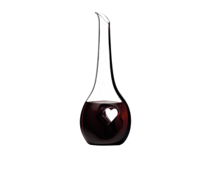 RIEDEL Decanter Black Tie Bliss filled with a drink on a white background