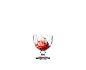 RIEDEL Sunshine Coupette filled with a drink on a white background