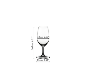 A RIEDEL Vinum Port glass filled with port wine on white background