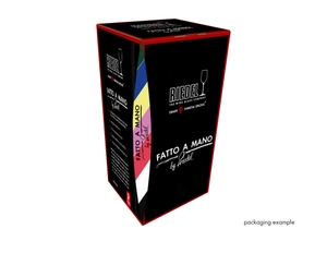 RIEDEL Fatto A Mano Black Tie Burgundy Grand Cru in the packaging