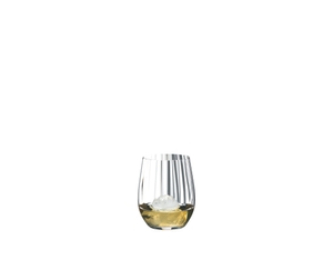 RIEDEL Tumbler Collection Optical O Whisky filled with a drink on a white background