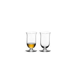 RIEDEL Vinum Single Malt Whisky filled with a drink on a white background