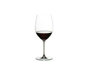 RIEDEL Veritas Restaurant Cabernet/Merlot filled with a drink on a white background