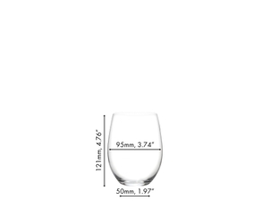 A RIEDEL O Wine Tumbler Cabernet/Merlot filled with red wine on white background