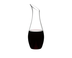 RIEDEL Decanter O Magnum filled with a drink on a white background