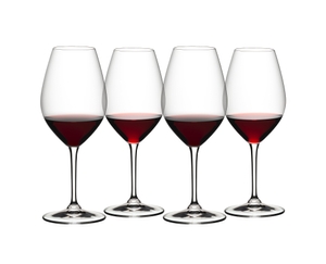 Four RIEDEL Wine Friendly Red Wine Glasses side by side.