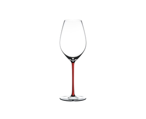 RIEDEL Fatto A Mano Champagne Wine Glass Red R.Q. on a white background