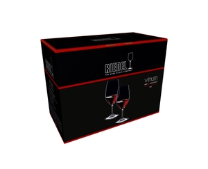 An unfilled RIEDEL Vinum Port glass on white background with product dimensions