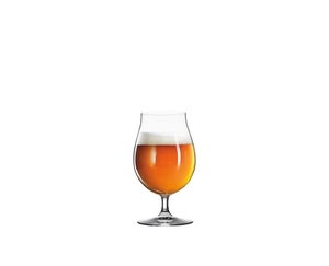 SPIEGELAU Beer Classics Biertulpe 4er-Set gefüllt mit einem Getränk auf weißem Hintergrund