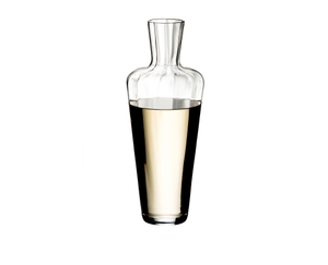 RIEDEL Decanter Mosel filled with a drink on a white background