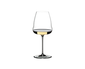 RIEDEL Winewings Sauvignon Blanc filled with a drink on a white background