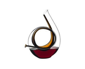 RIEDEL Horn Mini Decanter filled with a drink on a white background