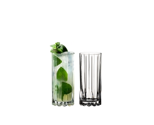 RIEDEL Drink Specific Glassware Highball Glass filled with a drink on a white background