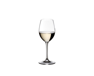 RIEDEL Vinum Sauvignon Blanc/Dessert Wine filled with a drink on a white background