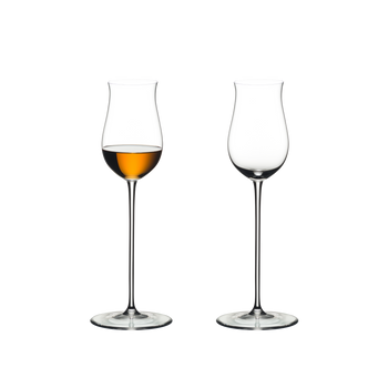 RIEDEL Veritas Spirits filled with a drink on a white background