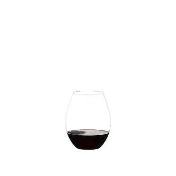 A RIEDEL O Wine Tumbler O to Go Syrah filled with red wine