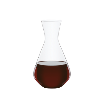 SPIEGELAU Decanter Casual Entertaining 1.4l filled with a drink on a white background
