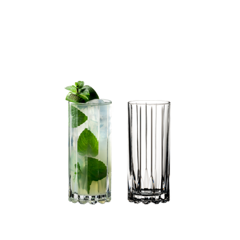 RIEDEL Drink Specific Glassware Highball filled with a drink on a white background