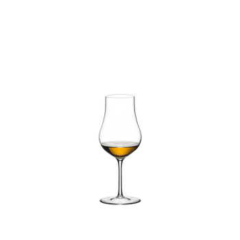 RIEDEL Sommeliers Cognac XO filled with a drink on a white background