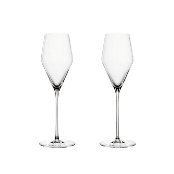 2 unfilled SPIEGELAU Definition Champagne Glasses side by side