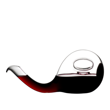 RIEDEL Decanter Escargot filled with a drink on a white background