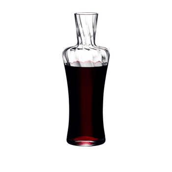 RIEDEL Decanter Medoc filled with a drink on a white background